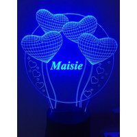 Herzen 3D Illusion Smart App-Kontrolle Nachtlicht Bluetooth, Musik, 7 & 16M Farbe Mobile App, Made in Uk von EngravingArtStudio