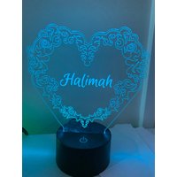 Herzform 3D Illusion Smart App-Kontrolle Nachtlicht Bluetooth, Musik, 7 & 16M Farbe Mobile App, Made in Uk von EngravingArtStudio