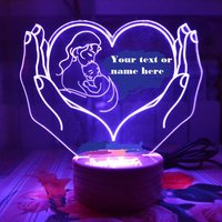 Herzform Mama Und Baby, Personalisierte 3D Illusion Smart App Control Nachtlicht Bluetooth, Musik, 7 & 16M Farbe Mobile App von EngravingArtStudio