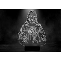 Jesus Herz Led Lampe, Personalisierte 3D Illusion Smart App Control Nachtlicht Bluetooth, Musik, 7 & 16M Farbe Mobile App, Made in Uk von EngravingArtStudio