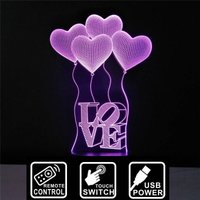 Liebesherzballon Personalisierte 3D-Illusion Smart App-Kontrolle Nachtlicht Bluetooth, Musik, 7 & 16M Farbe Mobile App, Handgefertigt in von EngravingArtStudio