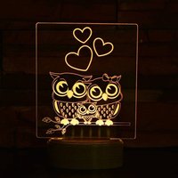 Niedliche Eulen-Familie 3D Illusion Smart App-Kontrolle Nachtlicht Bluetooth, Musik, 7 & 16M Farbe Mobile App, Made in Uk von EngravingArtStudio