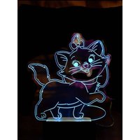 Niedliche Katze Personalisierte 3D Illusion Smart App-Kontrolle Nachtlicht Bluetooth, Musik, 7 & 16M Farbe Mobile App, Made in Uk von EngravingArtStudio