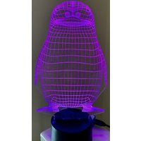 Niedliche Pinguine 3D Illusion Smart App-Kontrolle Nachtlicht Bluetooth, Musik, 7 & 16M Farbe Mobile App, Made in Uk von EngravingArtStudio