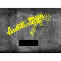 Pistole Modell Ak 47, 3D Illusion Smart App-Kontrolle Nachtlicht Bluetooth, Musik, 7 & 16M Farbe Mobile App, Made in Uk von EngravingArtStudio