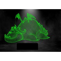 Schlafender Drache Personalisierte 3D Illusion Smart App Control Nachtlicht Bluetooth, Musik, 7 & 16M Farbe Mobile App, Hergestellt in Großbritannien von EngravingArtStudio