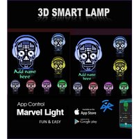 Skull Music Dj 3D Illusion Smart App Control Nachtlicht Bluetooth, Musik, 7 & 16M Farbe Mobile App von EngravingArtStudio