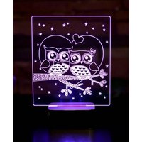 Süße Eulen Mit Großen Augen Personalisierte 3D Illusion Smart App Control Nachtlicht Bluetooth, Musik, 7 & 16M Farbe Mobile App, Made in Uk von EngravingArtStudio