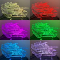 Tank 3D Illusion Smart App Control Nachtlicht Bluetooth, Musik, 7 & 16M Farbe Mobile App, Made in Uk von EngravingArtStudio