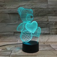 Teddybär Mit Herz, Personalisierte 3D-Illusion Smart App-steuern Nachtlicht Bluetooth, Musik, 7 & 16M Color Mobile App von EngravingArtStudio