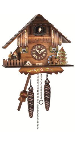 Engstler Quarz Kuckucksuhr Schwarzwaldhaus mit Musik, drehende Tänzer EN 423 QMT von Engstler