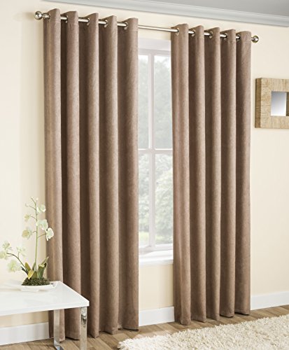 Enhanced Living - Vogue Latte/Natur, Ösenvorhang, Dimout, Thermo-Vorhang, verdunkelnd, Breite 168 cm x Länge 229 cm von Enhanced Living