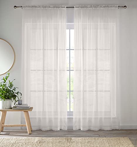 Enhanced Living CRY02PA90-Paar Voile-Vorhänge, 145 x 229 cm, cremefarben, 1 Paar (57 x 90 cm), 145 x 229 cm (57 x 90) von Enhanced Living