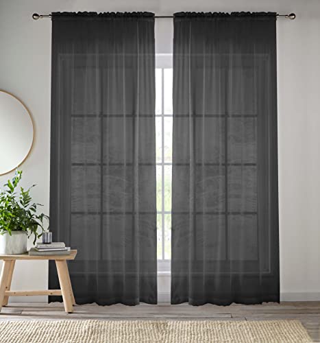 Enhanced Living CRY16PA48-Paar Voile-Vorhänge, 145 x 122 cm, 145 x 122 cm, Schwarz von Enhanced Living