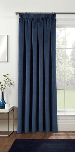 Enhanced Living Thermovorhang aus Samt mit Klebeband, 168 x 214 cm, sehr weich, energiesparend, geräuschreduzierend, für Wohnzimmer und Schlafzimmer, Marineblau von Enhanced Living