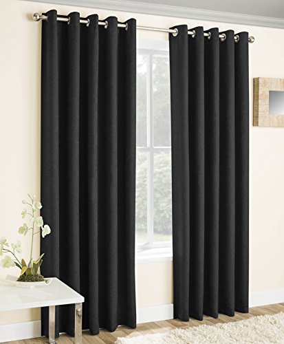 Enhanced Living Vogue Black Vogue Vorhang mit Ösen, gefüttert, Thermo-Vorhang, Breite 229 cm x Länge 229 cm, Schwarz von Enhanced Living