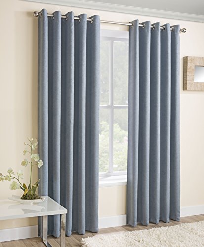 Enhanced Living - Vogue Duckegg/Blau, Ösenvorhang, Dimout, Thermo-Vorhang (Breite 168 cm x Länge 229 cm) von Enhanced Living