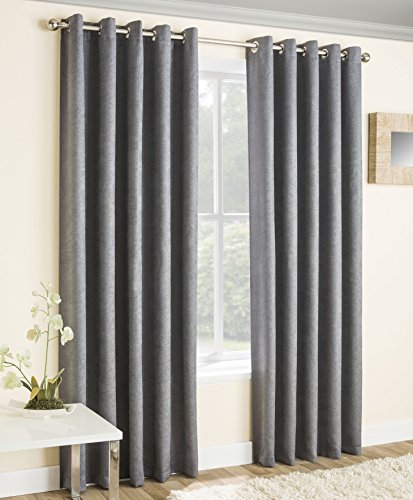 Enhanced Living - Vogue Vorhang mit Ösen, Grau/Silber, 229 cm breit x 229 cm lang von Enhanced Living