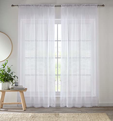 Enhanced Living Voile-Vorhang, 1 Paar, 145 x 114 cm, Weiß von Enhanced Living