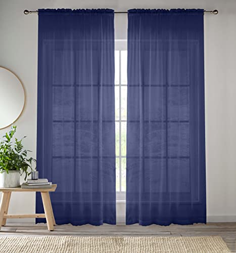 Enhanced Living CRY27PA72-Paar Voile-Vorhänge, 145 x 183 cm, Marineblau, 145 x 183 cm, 1 Paar von Enhanced Living