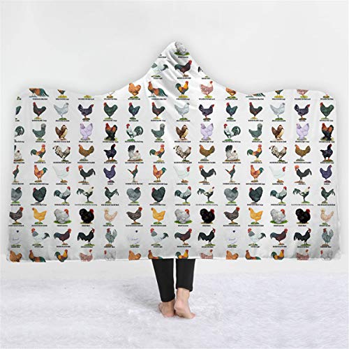 Enhome Sofa Decke mit Kapuze, 3D Lustig Tragbare Decke Kuscheldecke Flauschig Weiche und Warme TV-Decke für Erwachsene Frauen Männer (130x150cm,Hühner) von Enhome