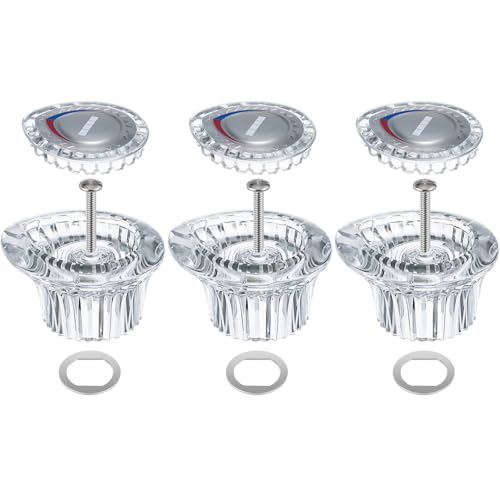 Enhon Duschknauf-Griff-Set, kompatibel mit Moen 96797 Chateau Collection, Ersatz-Wasserhahn-Griff-Set für Badezimmer und Dusche, inklusive Schrauben, Chromknauf-Einsatz, 3 Stück von Enhon