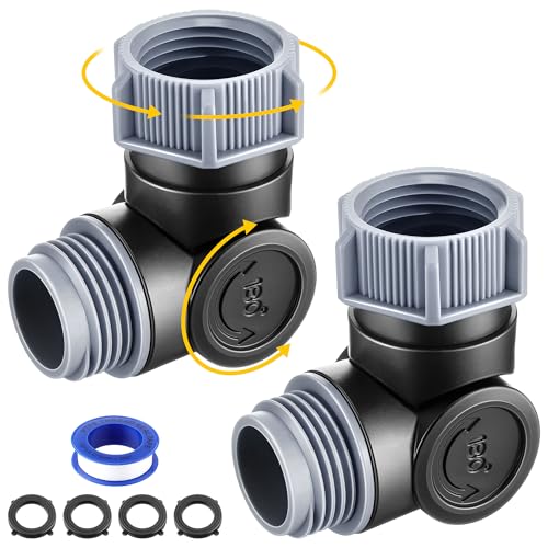 Enhon Verstellbarer 180°- und 360°-Drehanschluss, Knickschutz-Gartenschlauch-Adapter für Außenhahn, Hofbewässerung, Wohnmobil und Heimgebrauch, passend für Standard-Wasserschlaucharmaturen (1,9 cm) (2 von Enhon