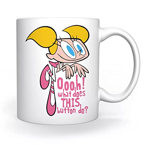 Dexter Dee Dee What Does This Button Do Tasse Weiß Für Kaffee Tee Cappuccino Kakao Mug White Coffee Tea Cacoa von Enigmae