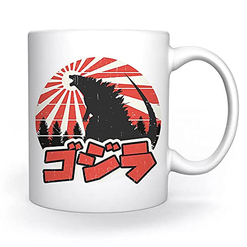 Godzilla Jahrgang Tasse Weiß Für Kaffee Tee Cappuccino Kakao Mug White Coffee Tea Cacoa von Enigmae
