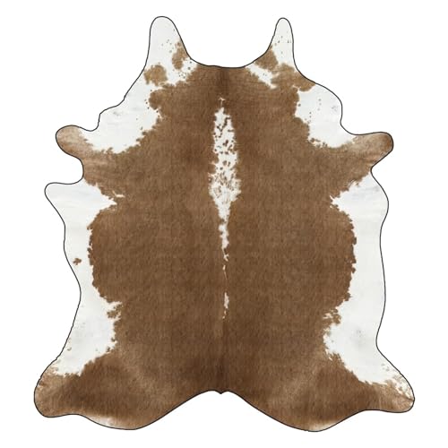 Enigmaire Kuhfell Teppich Kunstfell,Teppich Aus Rindsleder,Kunstfaser Teppich Rinderfell,Realistisches Aussehen,Modisch Und VerschleißFest,UnregelmäßIges Muster,Geeignet FüR Vor Den Kamin von Enigmaire