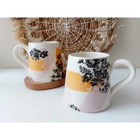Handgemachte Blumen Becher, Keramik Kaffeebecher, Teebecher von EnikoKovacsDesign