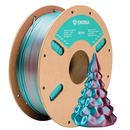 Silk PLA Filament 1.75mm, ENISINA Seidig Glänzendes 3D Drucker Filament PLA, Maßgenauigkeit +/- 0.03mm，1kg / 2.20lb (Türkis & Rosa) von Enisina