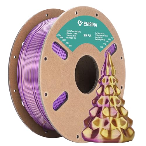 Silk PLA Filament 1.75mm, ENISINA Seidig Glänzendes 3D Drucker Filament PLA, Maßgenauigkeit +/- 0.03mm，1kg / 2.20lb (Gold & Lila) von Enisina