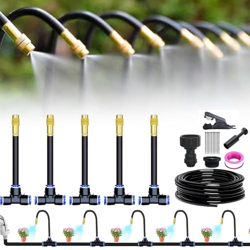 Bewässerungssystem Garten – 360° Automatisches Tropfbewässerungssystem mit Messingdüsen & Metallschlauch – DIY Sprüh-Set für Hochbeet, Terrasse, Gewächshaus & Blumenbeet (5M) von Enitmor