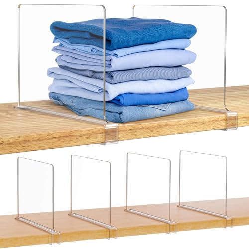 Transparente Acryl-regaltrenner, Kleiderschrank Regalteiler Acryl-Regal-Trennwände, Multifunktionaler Shelf Divider, Verstellbare Regalsystem Trennwand für schränke, Kleiderschrank, Küche (4 Stück) von Enitmor