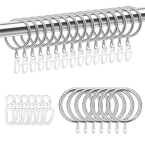 EnixwH 30 Stück Metall Vorhangringe, Vorhang Hängend Ringe mit 30 Gardinenhaken, Gardinen Ringe für Bettvorhang, Duschvorhang, Fenstervorhang, 30mm Innendurchmesser von EnixwH