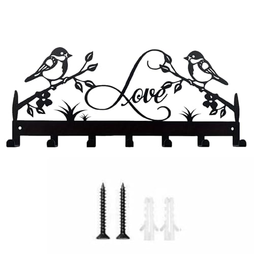EnixwH Schlüsselbrett Schwarz mit 7 Haken, Schlüsselhalter Wand, Multifunktionales Schlüsselbrett, Schlüsselboard zum Hinstellen, für Eingangsbereich, Flur, Küche, Bad, Schlafzimmer (B) von EnixwH