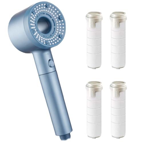EnixwH Wassersparender Duschkopf, Antikalk Duschkopf, Handbrause Dusche, Duschkopf Wassersparend Druckerhöhend, Brausekopf Dusche, Universal Duschkopf mit 1/2 Zoll Schnittstelle (Blau) von EnixwH