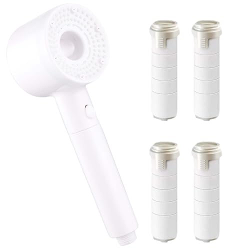 EnixwH Wassersparender Duschkopf, Antikalk Duschkopf, Handbrause Dusche, Duschkopf Wassersparend Druckerhöhend, Brausekopf Dusche, Universal Duschkopf mit 1/2 Zoll Schnittstelle (Weiß) von EnixwH