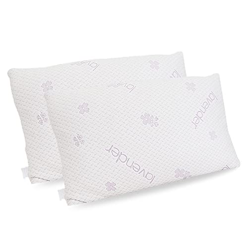 Enjoy Fit Seitenschläferkissen | Orthopädisches Nackenstützkissen | Memory Foam Kopfkissen für Seiten- und Rückenschläfer| Lavendel Bezug | Visco Schlafkissen, Nackenkissen | 80x40x15 cm (2 - Pack) von Enjoy Fit