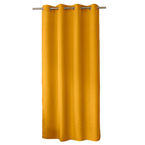 ED ENJOY HOME Dekorativer Vorhang mit silberfarbenen Ösen, 140 x 240 cm, Senfgelb, 100% Polyester, satiniert, Kollektion Basic von Enjoy Home