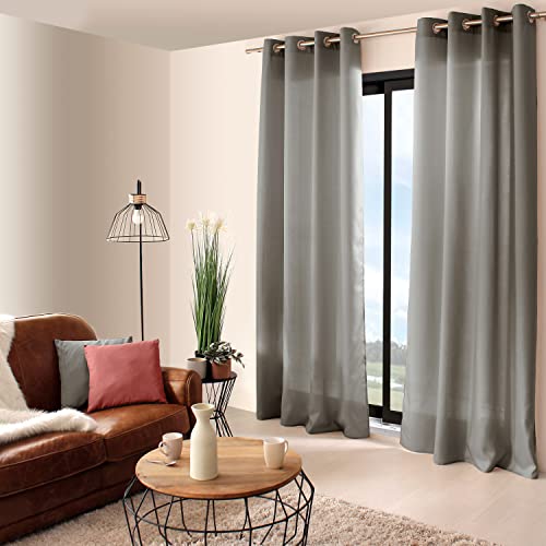 Enjoy Home 2015 grc140240 Vorhang mit Ösen, 8 Ösen 140 x 240 cm, Polyester, Hellgrau, 240 x 140 cm von Enjoy Home