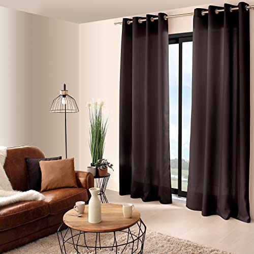 Enjoy Home 2015NR140240 Vorhang aus Polyester mit 8 Ösen, 140 x 240 cm, Schwarz, 240x140 cm von Enjoy Home
