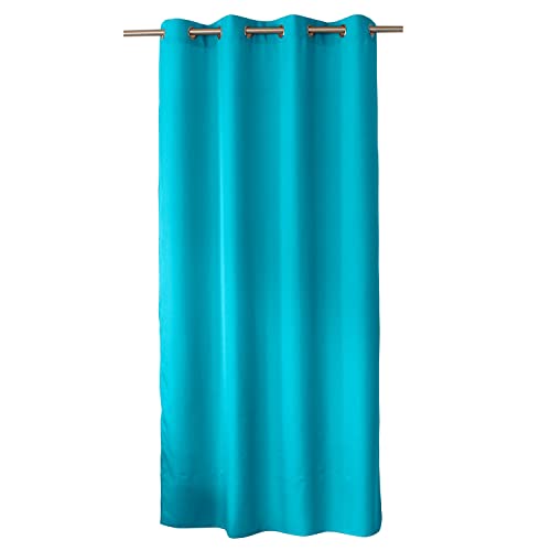 ED ENJOY HOME Dekorativer Vorhang mit silberfarbenen Ösen, 140 x 240 cm, Türkisblau, 100% Polyester, satiniert, Kollektion Basic von Enjoy Home