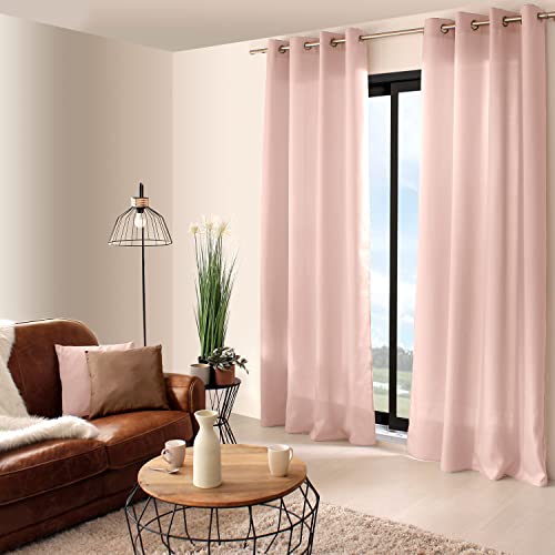 Enjoy Home – Vorhang Basic aus Bachette Polyester – 8 Ösen Silber – Durchmesser 4 cm – 140 x 240 cm – Farbe Altrosa von ED Enjoy Home