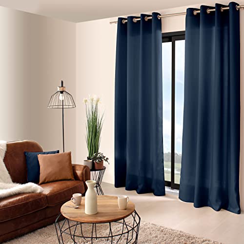 ED Enjoy Home Enjoy Home 2015BL140240 Vorhang mit 8 Ösen, Polyester, 140 x 240 cm, Marineblau, 240x140 cm von ED Enjoy Home