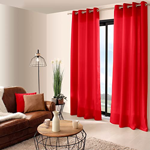 Enjoy Home 2015ro140240 Vorhang mit Ösen, 8 Ösen 140 x 240 cm, Polyester, Rot, 240 x 140 cm von Enjoy Home