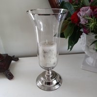 Glaskerze Hurricane Laterne in Silber Metall von EnjoyHomeandGarden