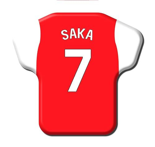 Magnet in Form eines T-Shirts, ähnlich demArsenal 7 Bukayo Saka-Fußballtrikot der Saison 2022 von Enjoymagnets