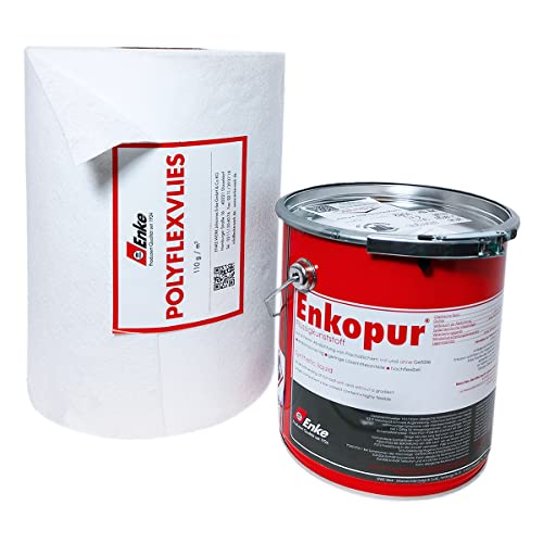 Enke Enkopur® Flüssigkunststoff | 12,5kg | grau | inkl Vlies (30cm x 12,5m) | Universalabdichtung Feuchtigkeitssperre für Dach, Keller, Sockel | sofort dicht rissüberbrückend von Enke